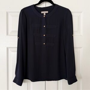 Banana Republic navy blue long sleeve utility blouse, size XS